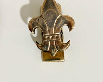 Clip per carta/busta da scrivania Fleur de Lis in ottone vintage