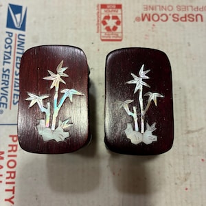2 Antique Chinese (Traditional Asian) High Quality Dollhouse - Rectangular MOTHER of PEARL FLOWER End Tables, Mint, Vintage, Amazing!!!