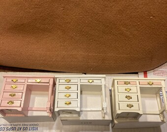 Vintage Concord Dollhouse Miniature Antique Desk #6251 (CHOICE of COLOR) White, Pink, or Pink and White, MINT in Box!!