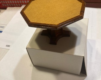 Vintage Concord Dollhouse Miniature TAN, BROWN OCTAGON Room Table #598, New in Box!!