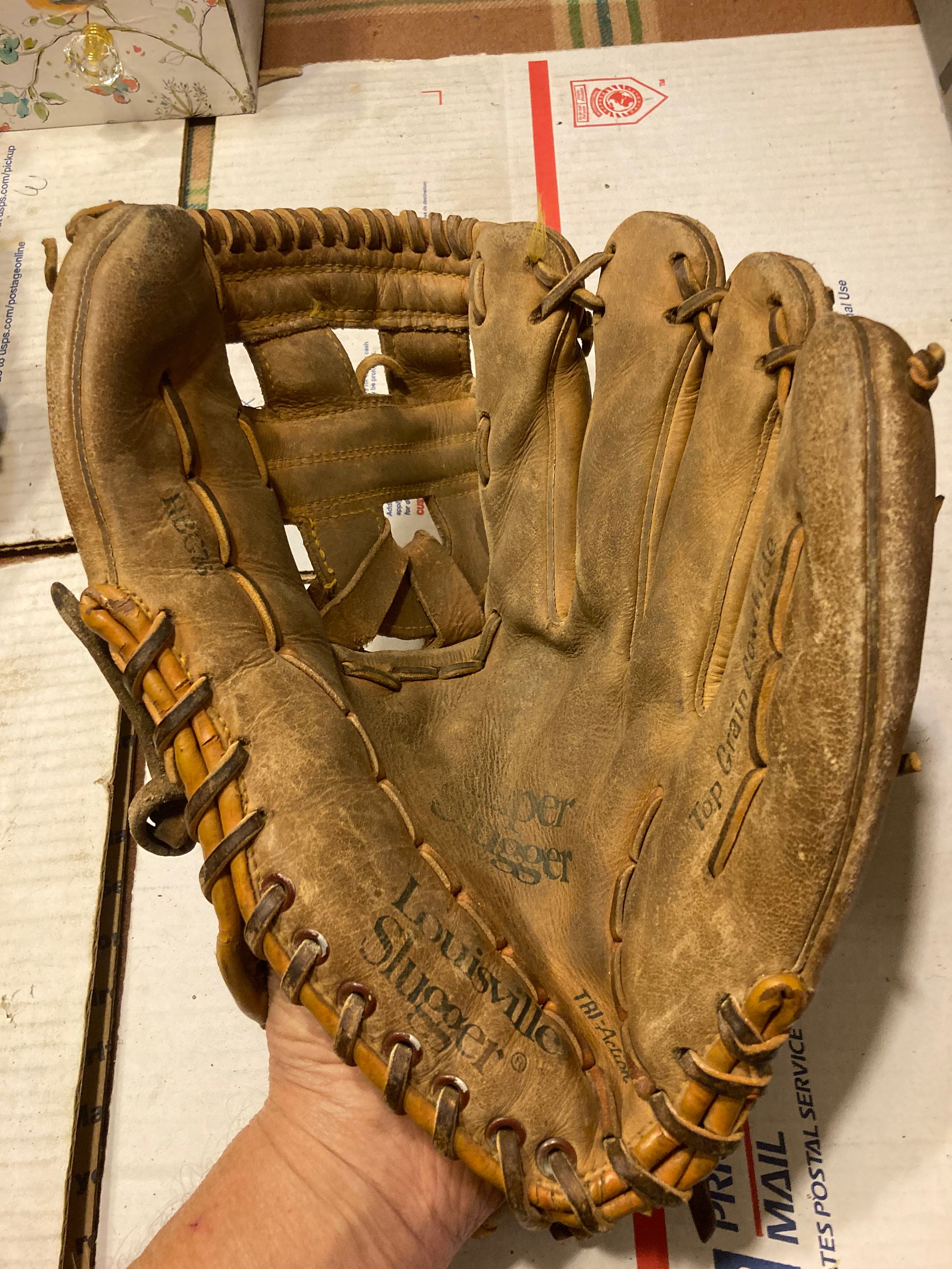 Large Vintage Baseball Glove by H&B, Louisville Slugger
