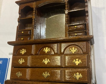 Vintage Concord Dollhouse  "LARGE MIRRORED CABINET"  #1827, Nice Brown, Mint in Box!! Deeply Discounted Prices!