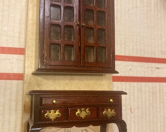 Vintage Concord Dollhouse Miniature  Burgundy Hutch, Cabinet, Secretary  #728, #3044  MINT in Box!! Deeply Discounted Prices!