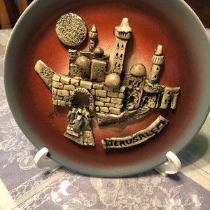 Original Vintage  ISRAELI 3-D Jerusalem Plate - City of David, Tomb,s Plus More!! Beautiful!!