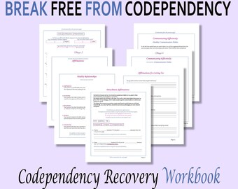 Codependency Recovery Workbook (for Self Awareness/Personal Growth/Self Help)   Digital Download, Printable