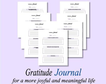 Gratitude Journal  (for Self Awareness/Personal Growth/Self Help)   Digital Download, Printable