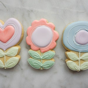 Mother’s Day Sugar Cookies Flower Spring Set of Funky Flowers Decorated Sugar Cookies Pack of 3