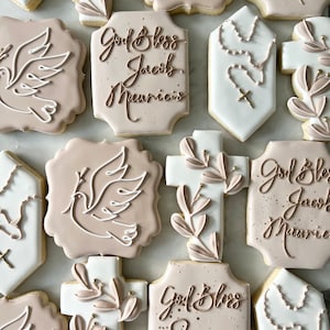 Modern Baptism Cookies Christening Cookies Mini Sugar Cookies / Boy Girl Communion Cookies