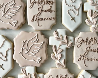 Modern Baptism Cookies Christening Cookies Mini Sugar Cookies / Boy Girl Communion Cookies