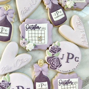 Bridal Shower Sugar Cookies Decorated Wedding Custom Sugar Cookies Gift / Dessert Table / Party Favor - Detailed Floral Cookies