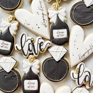 Bridal Shower Sugar Cookies Decorated Wedding Custom Sugar Cookies Gift / Dessert Table / Party Favor