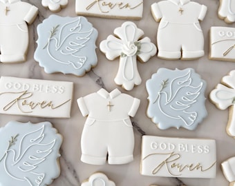 Boy Baptism Cookies Christening Decorated Sugar Cookies Dessert Table