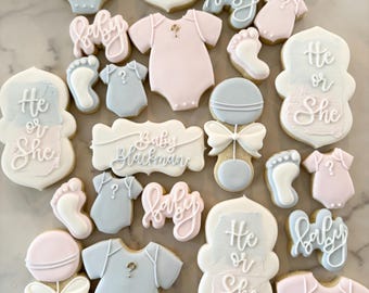 He or She Gender Reveal Cookies