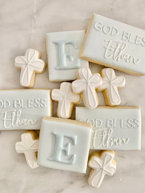 Baptism Sugar Cookies Christening Mini Decorated Sugar Cookies Etsy