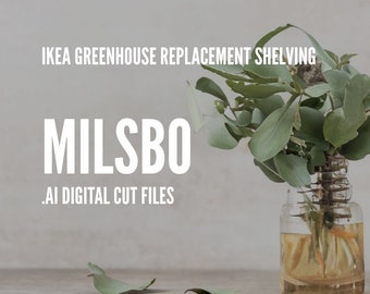 3 archivos de corte digital IKEA MILSBO Plantillas de estantes de gabinetes de invernadero