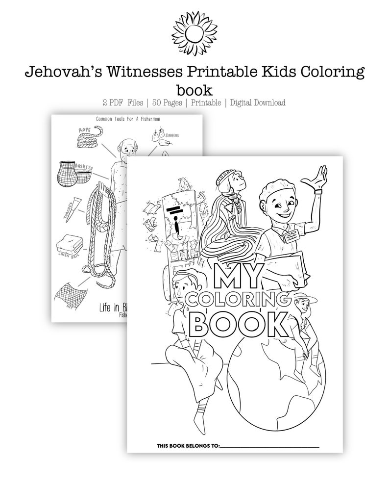 Jehovahs Witnesses Kids Coloring Book Printable 50 Pages | Etsy UK