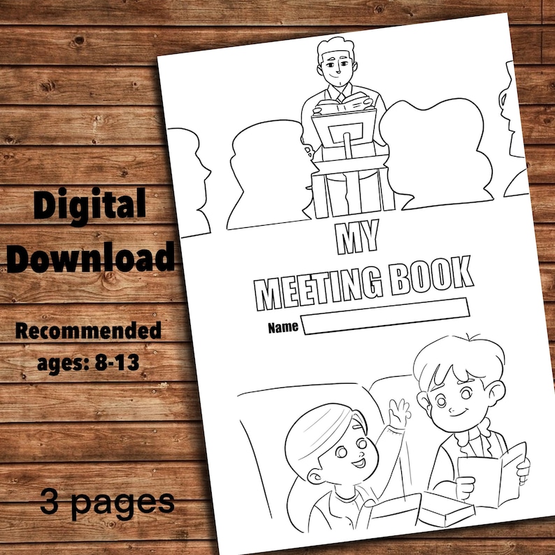 Jehovah witnesses kids meeting pages digital download | Etsy