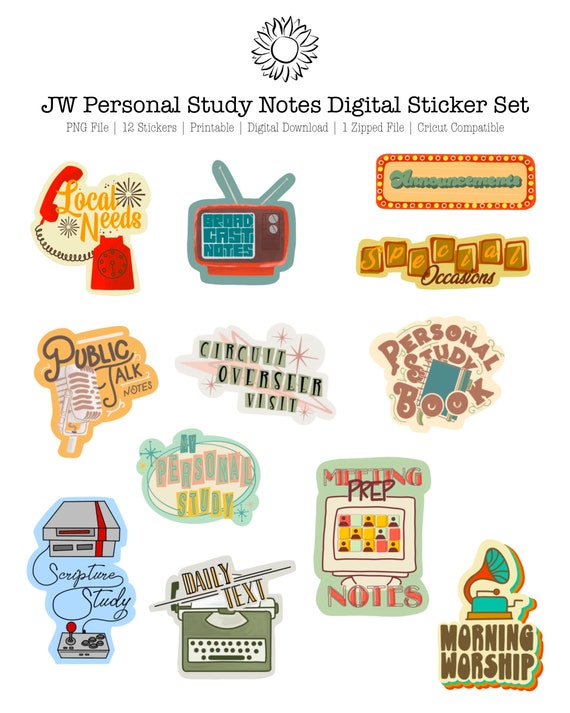 Jehovahs Witnesses Notebook/notes Stickers Printable Cricut - Etsy