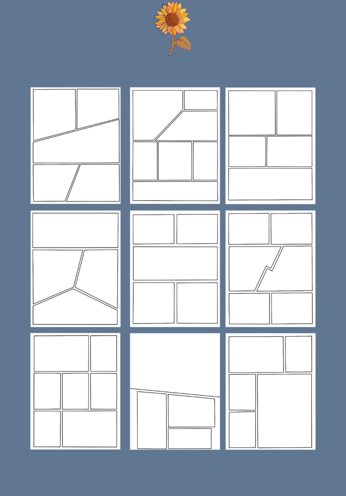 blank-comic-book-layout-pages-25-layouts-printable-etsy