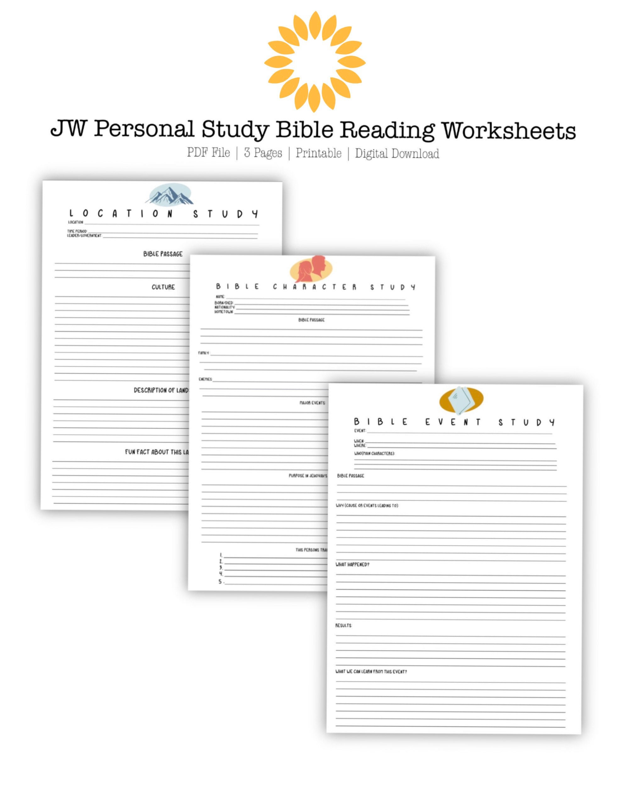 jehovahs witnesses personal study worksheets bible etsy