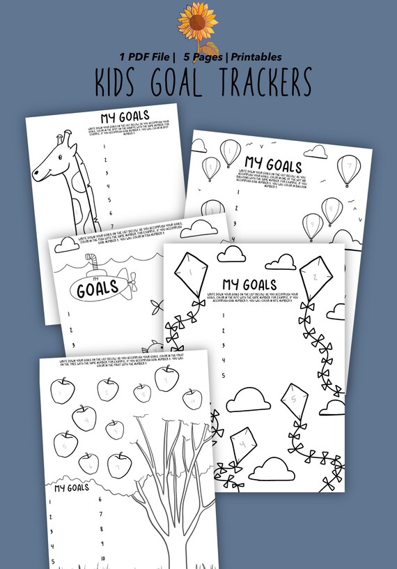 Kids Goals Tracker Printable 5 Styles | Etsy