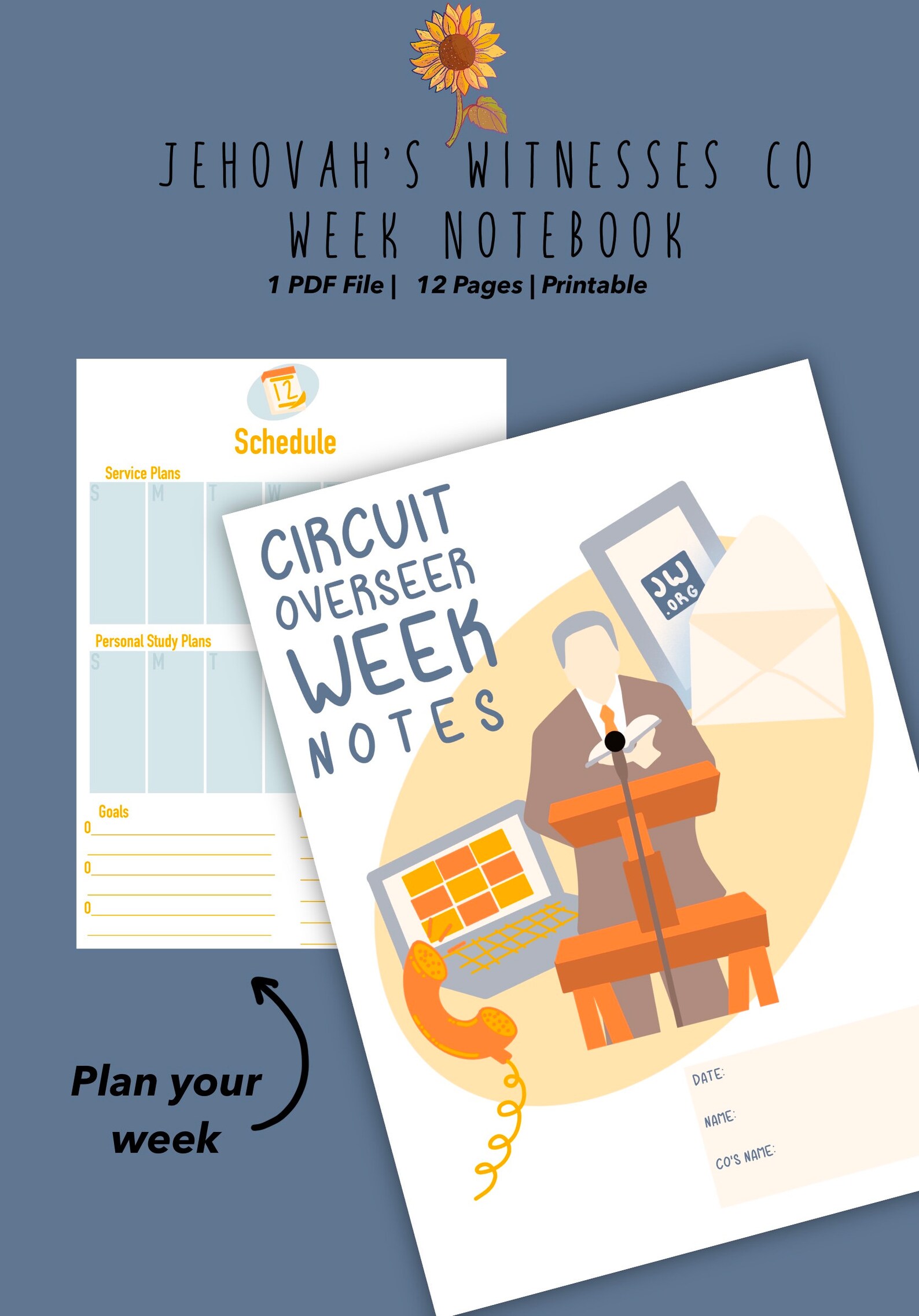 Jehovahs Witnesses Circuit Overseer Notebook Printable 12 | Etsy
