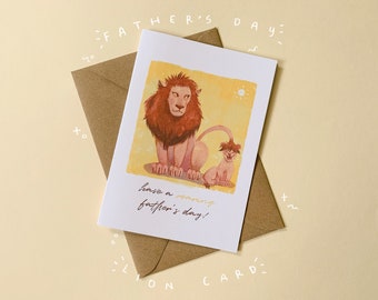 Father's Day Card UK | Lion themed Card "Have a roaring father's day" | A6 Greeting Card | Kraft Paper Envelope Included | Personalised