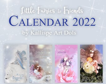 Wall Calendar (Montchs 2022) with Magic Fantasy Fairies and Dragons and motivation sentences and fairy quotes, Printed fairy calendar
