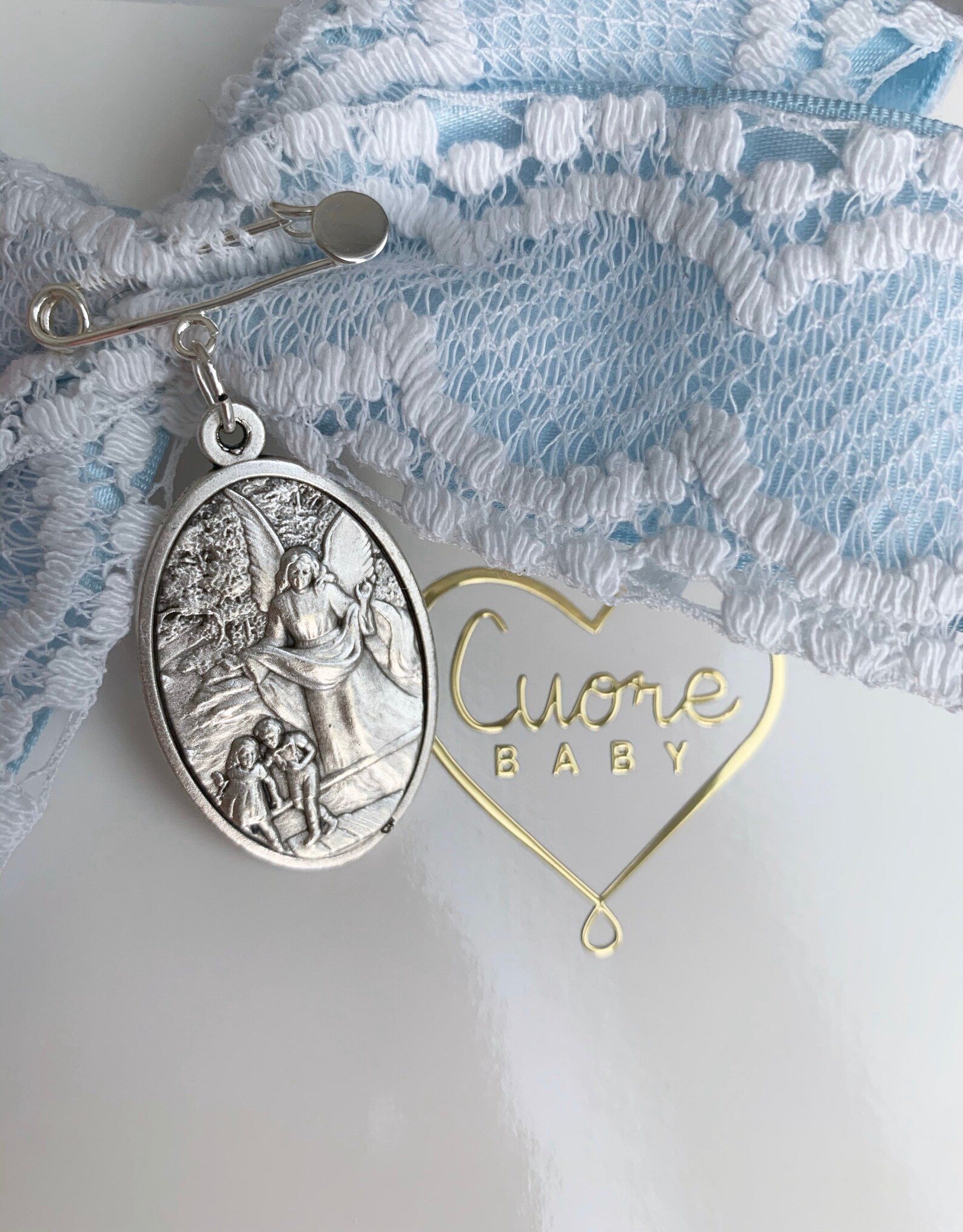 Baby medallion. Crib medallion. Guardian angel/Saint Michael Etsy España