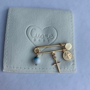 Gold plated baby safety pin. Evil eye safety pin. Baby pin for protection. Baby brooch pin. Baptism gift. New born gift. baby shower gift