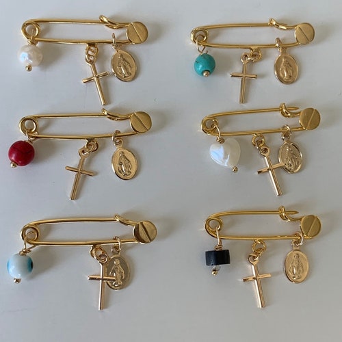 24K Gold Baby Safety Pin. Evil Eye Baby Safety Pin. Gold Etsy