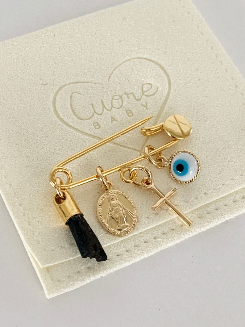 24K Gold Baby Safety Pin. Evil Eye Baby Safety Pin. Gold Etsy