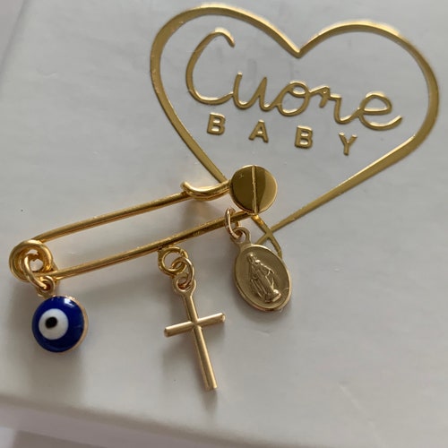 24K Gold Baby Safety Pin. Evil Eye Baby Safety Pin. Gold Etsy