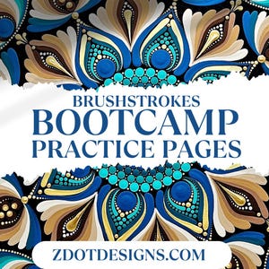 Digital Download PDF | Brushstrokes Practice Sheets | Dot Mandala Painting |Z Dot Designs