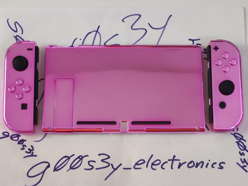 New Nintendo Switch Custom Chrome Pink Joycons and Backplate Etsy