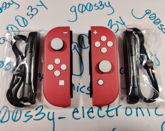 New Nintendo Switch Custom Indian Red Joycons with White Buttons and Joysticks