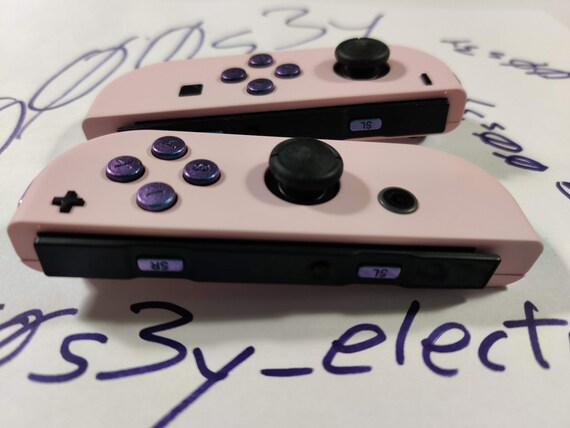 New Nintendo Switch Custom Light Pink Joycons with Green Purple