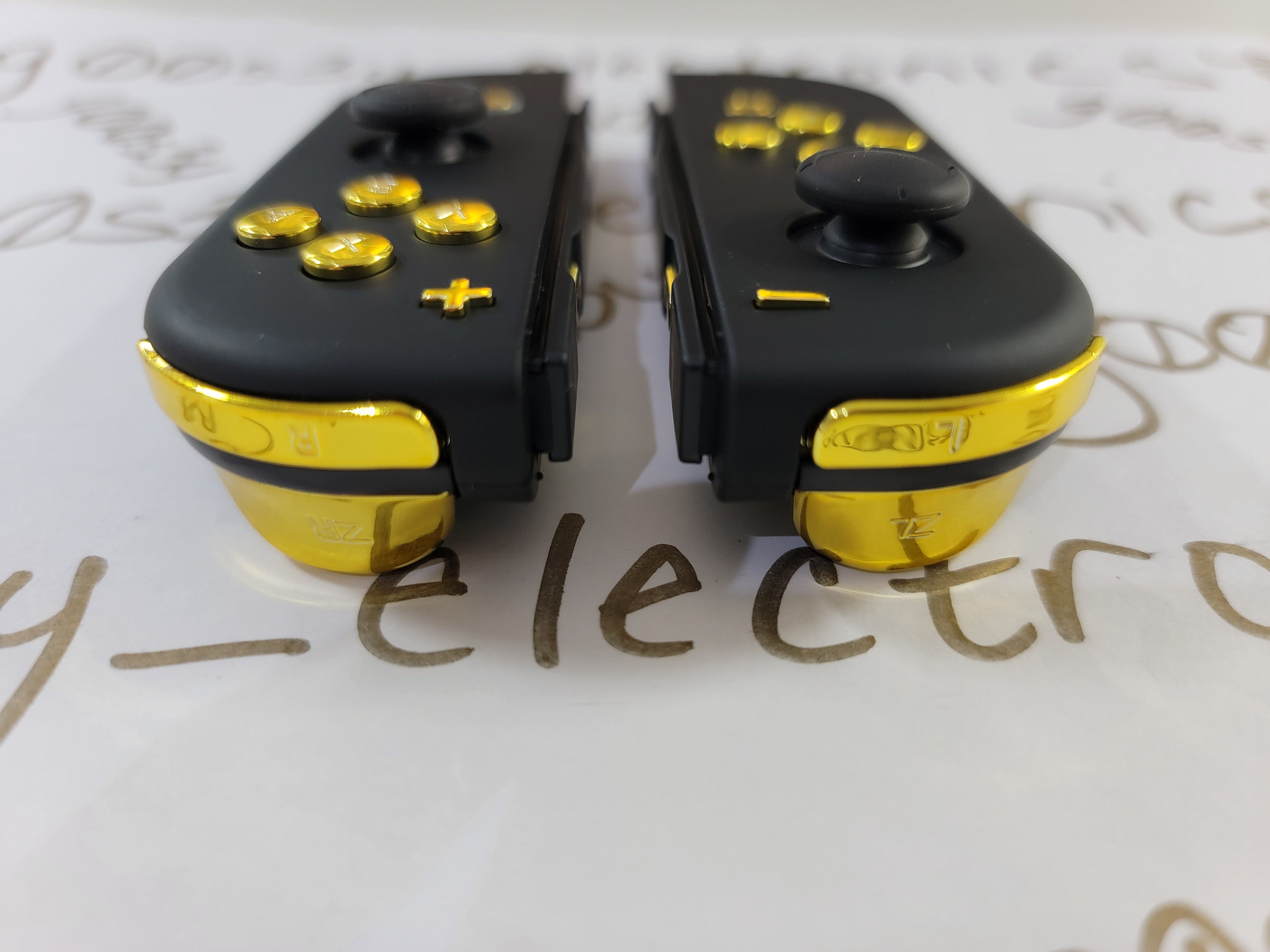 New Nintendo Switch Custom Black Joycons With Gold Buttons