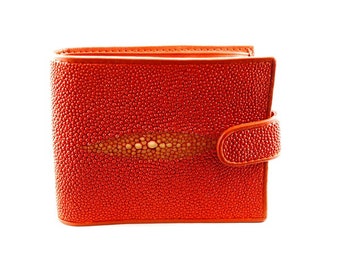 Portefeuille wally galuchat/cuir ORANGE