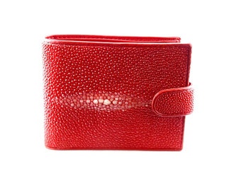 Portefeuille wally galuchat/cuir ROUGE