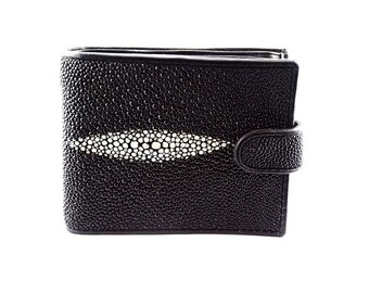 Portefeuille wally galuchat/cuir NOIR