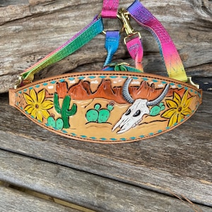 Handmade leather Bronc nose band and halter