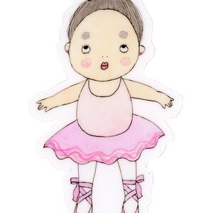 Adesivo fustellato Little Ballerina / Adesivo personalizzato, fustellato, balletto, rosa, tutù, body, scarpe da punta, acquerello
