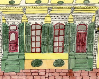 French Quarter House Watercolor Illustration Giclée Art Print | New Orleans, Vieux Carré, Shotgun House, Nola, Big Easy, Crescent City