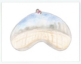 Chicago Cloud Gate Watercolor Illustration Greeting Card | Chicago Bean, Sculpture, Architecture, Notecard, Skyline, Windy City, Second City