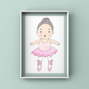 Gicléeprint kleine ballerina | Ballet, Illustratie, Schilderij, Kunst, Roze, Aquarel, Schedel, Tutu, Dans, Dancing