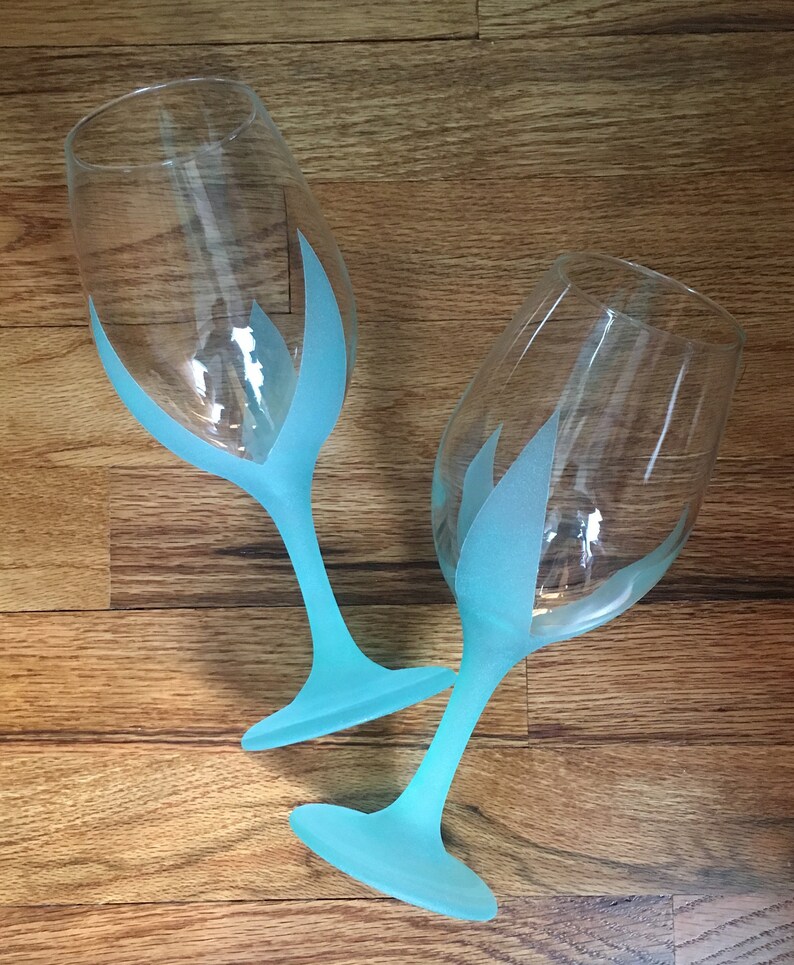 Sea Glass Painted Wine Glasses Painted Wine Glasses Etsy