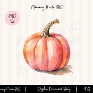 Watercolor Pumpkin PNG, Coquette Fall PNG,  Clipart and Sublimation