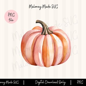 Watercolor Pumpkin PNG, Coquette Fall PNG,  Clipart and Sublimation