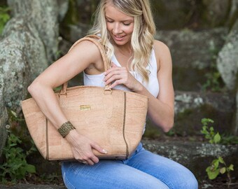 Dixie Cork Tote Bag: Lightweight Vegan Multi-Pocket Workbag